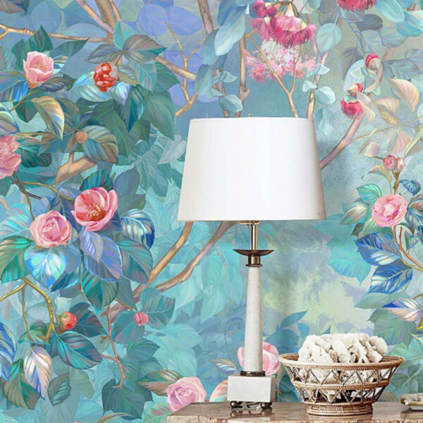 Painting of a tree with flowers Wall murals Painting of a tree with flowers