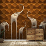 Wall murals Group of elephants on a wall