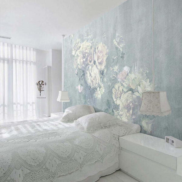 Painting of flowers and butterflies Wall murals Painting of flowers and butterflies