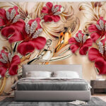 Wall murals Ornate floral design with sparkles