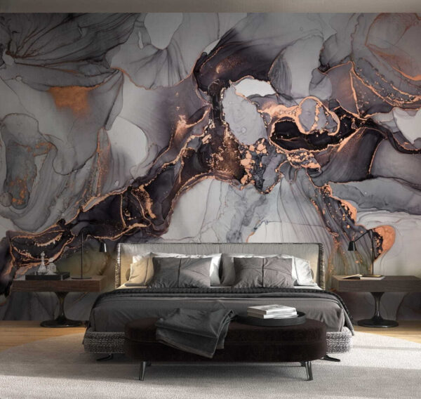 Abstract ink and metallic design Wall murals Abstract ink and metallic design