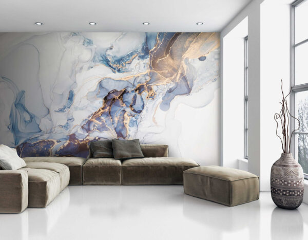 Elegant Blue Fluid Art with Veins Wall murals Elegant Blue Fluid Art with Veins