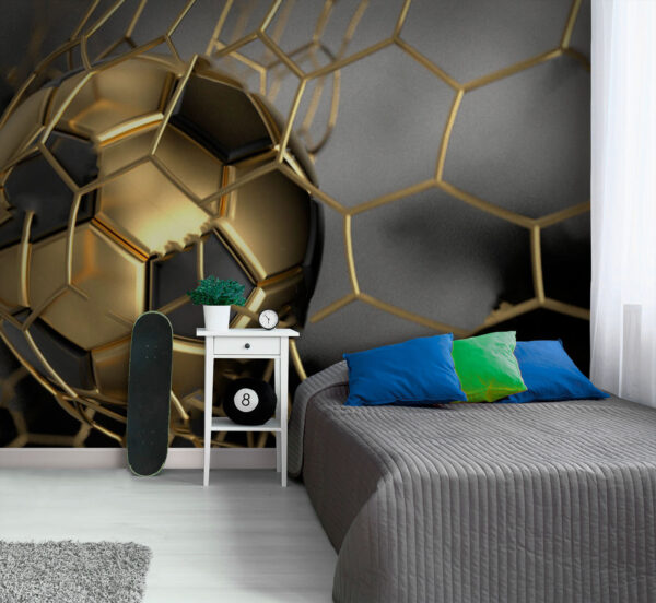 Soccer ball caught in net Wall murals Soccer ball caught in net