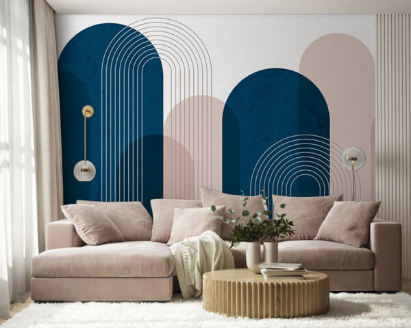 Blue jar with white lines Wall murals Blue jar with white lines
