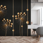 Wall murals Elegant floral designs on dark backdrop