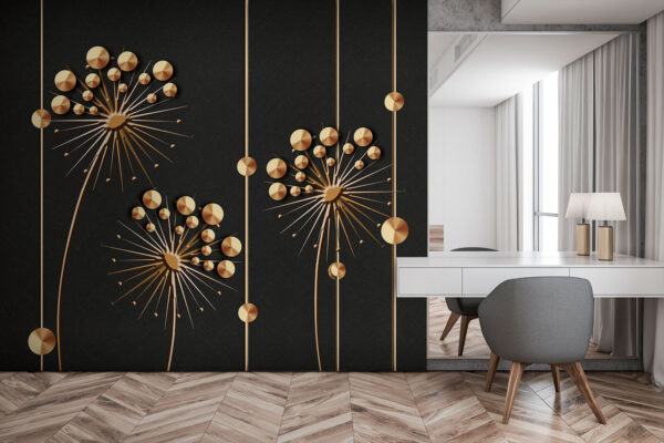 Elegant floral designs on dark backdrop Wall murals Elegant floral designs on dark backdrop