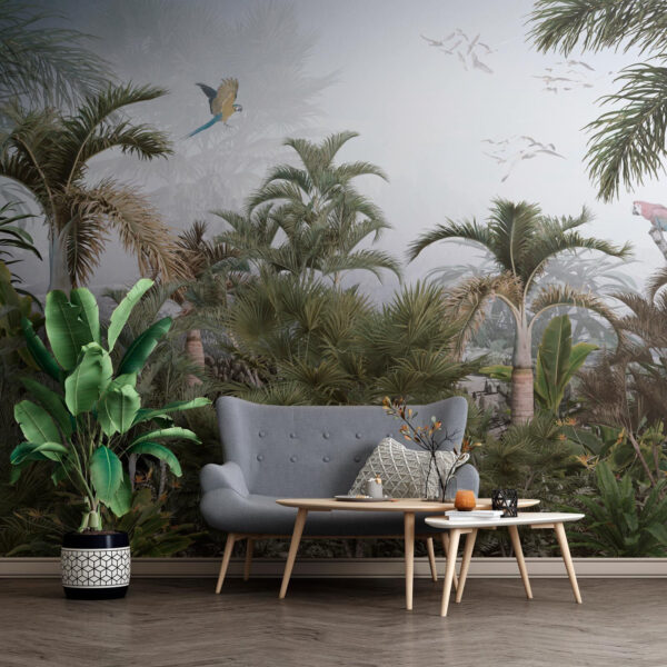 Bird flying over a tropical forest Wall murals Bird flying over a tropical forest