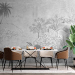 Wall murals Drawing of a river with trees and plants