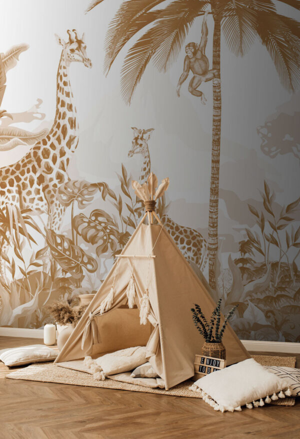 Giraffe and a bird Wall murals Giraffe and a bird