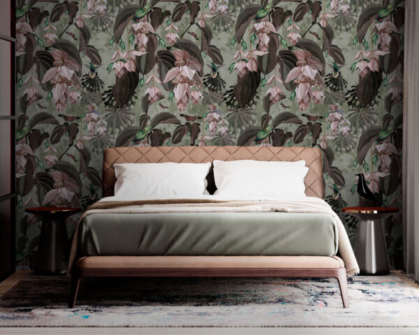 Pattern of flowers and birds Wall murals Pattern of flowers and birds