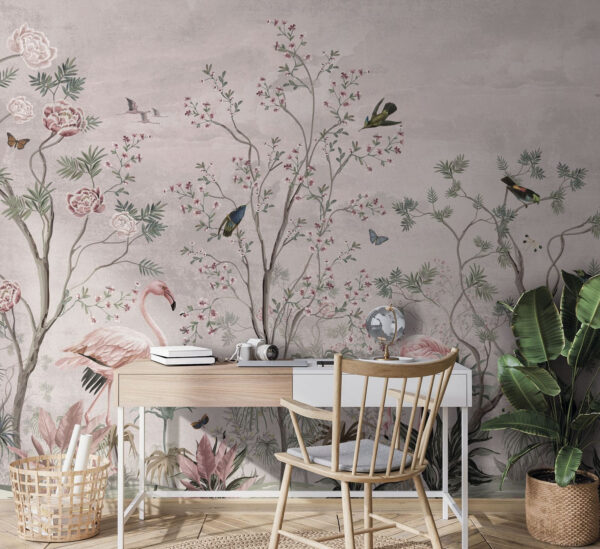 Wallpaper with birds and plants Wall murals Wallpaper with birds and plants