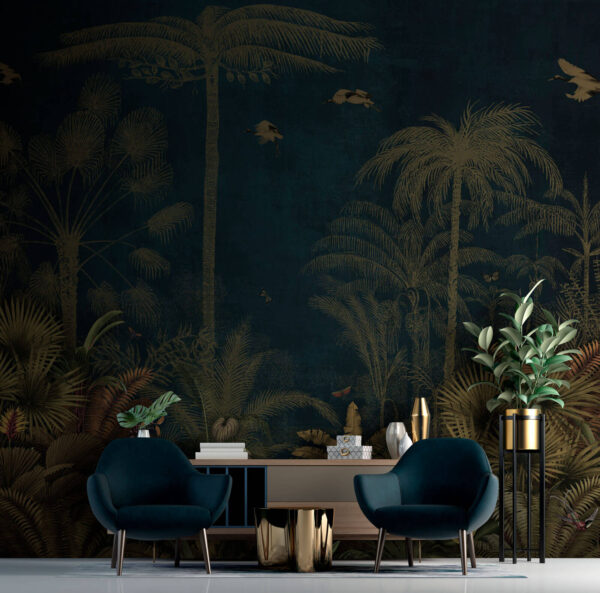 Wall murals Wall murals Wallpaper with trees and birds (SKU: u73569)