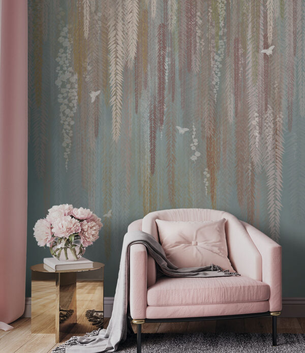 Elegant floral tapestry with soft colors Wall murals Elegant floral tapestry with soft colors