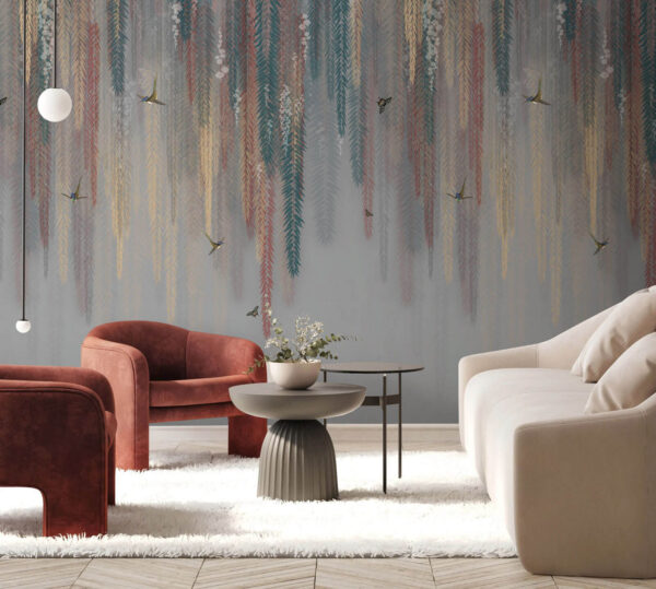 Colorful floral design with butterflies Wall murals Colorful floral design with butterflies