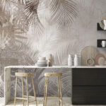 Wall murals Tropical leaves on textured background.