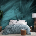 Wall murals Soft teal feathers in gentle motion.