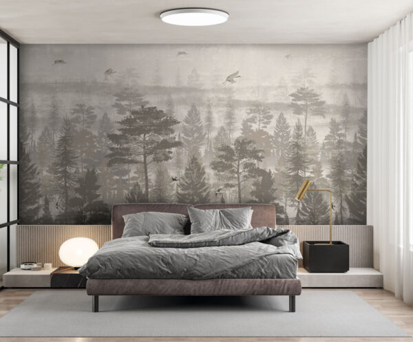 Birds flying over a forest Wall murals Birds flying over a forest