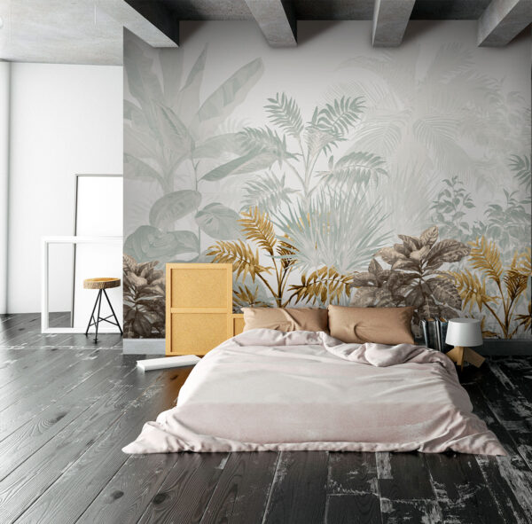 Lush tropical leaves blend seamlessly Wall murals Lush tropical leaves blend seamlessly