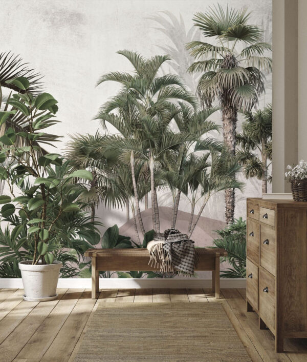 Tropical paradise with lush greenery Wall murals Tropical paradise with lush greenery