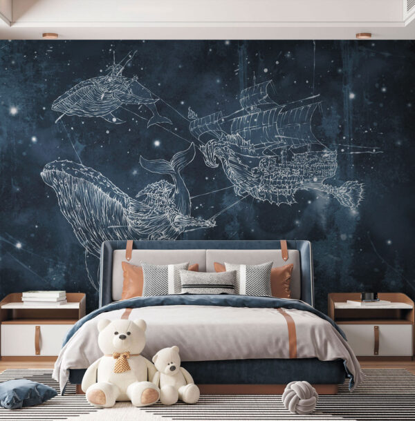 Drawing of a whale Wall murals Drawing of a whale