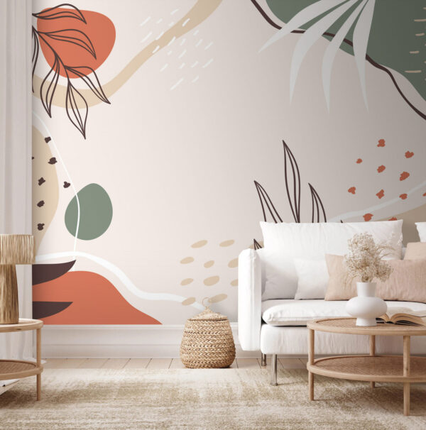 Abstract leaves and shapes illustration Wall murals Abstract leaves and shapes illustration