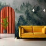 Wall murals Forest of trees with fog