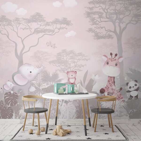 Wall murals Wall murals Cartoon of a pink bear (SKU: u73878v3)