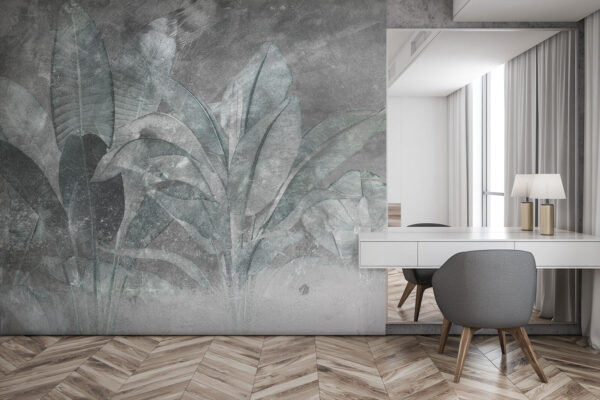 Wall mural Muted leaves on textured background (SKU: u73884) Wall mural Wall mural Muted leaves on textured background (SKU: u73884)