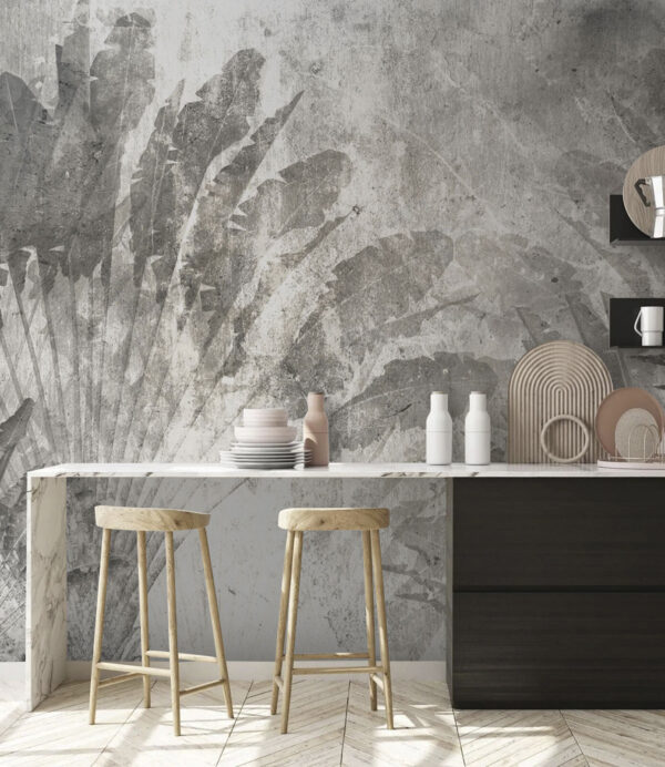 Faded botanical patterns on textured background Wall murals Faded botanical patterns on textured background