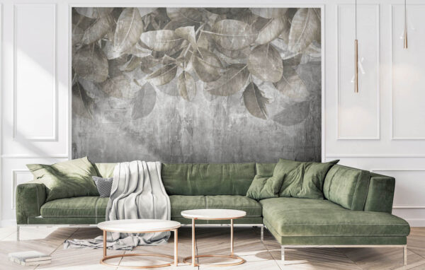 Muted leaves against textured backdrop Wall murals Muted leaves against textured backdrop