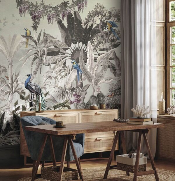 Mural of birds and plants Wall murals Mural of birds and plants