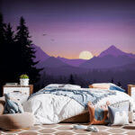 Wall murals Landscape with trees and mountains