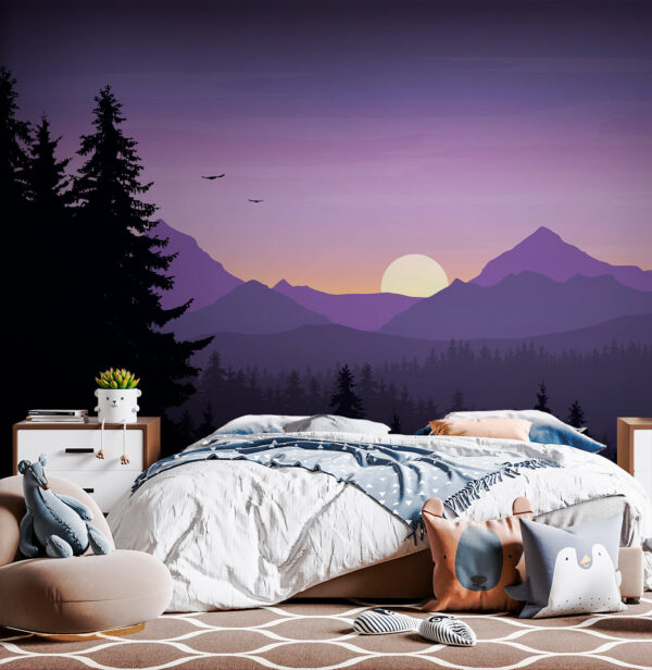 Landscape with trees and mountains Wall murals Landscape with trees and mountains