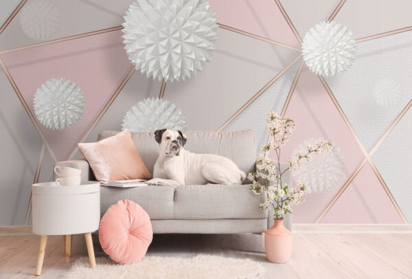 White and pink geometrical design Wall murals White and pink geometrical design