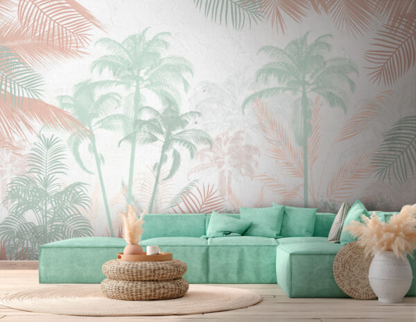 Shadow of a palm tree leaf Wall murals Shadow of a palm tree leaf