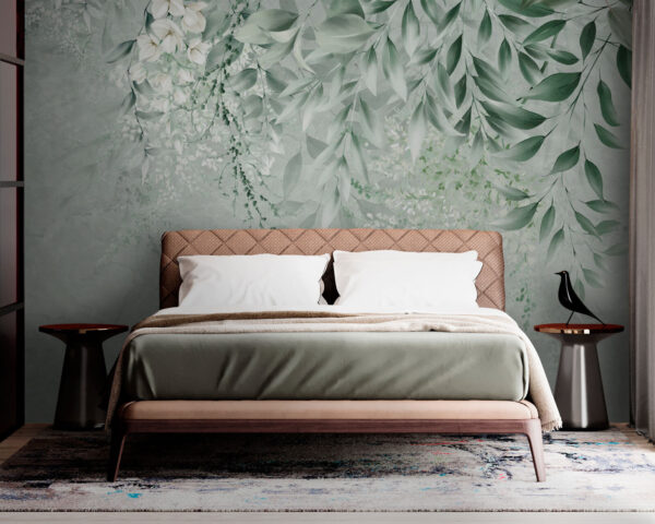 Floral elegance with subtle leaves Wall murals Floral elegance with subtle leaves