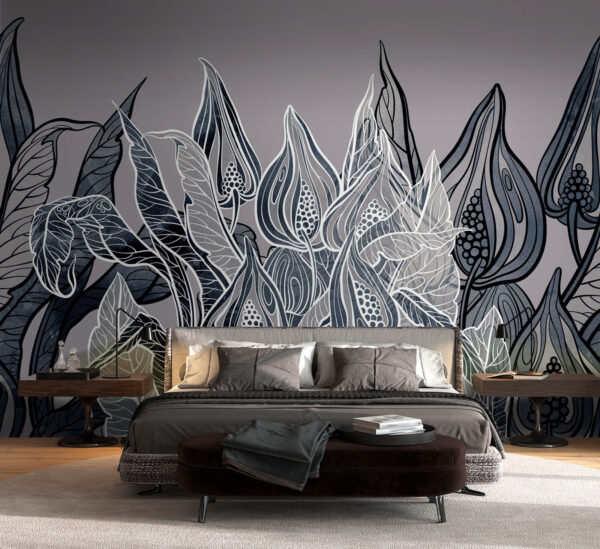 Wall murals Delicate blooms against a muted backdrop (SKU: u74167) Wall murals Wall murals Delicate blooms against a muted backdrop (SKU: u74167)