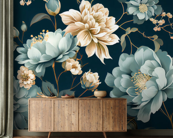 Elegant floral pattern in soft hues Wall murals Elegant floral pattern in soft hues