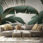 Wall murals Tropical leaves with intricate patterns.