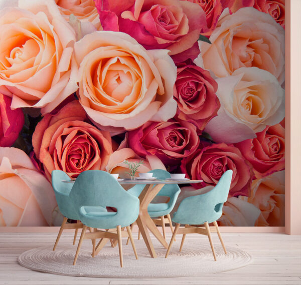 Group of pink and white roses Wall murals Group of pink and white roses