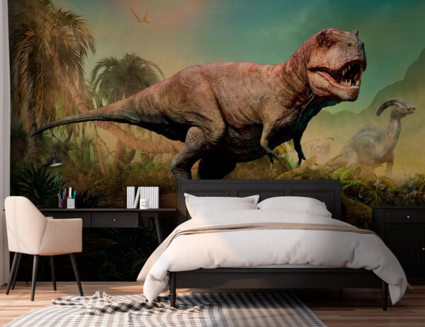 Dinosaur with horns and a long neck Wall murals Dinosaur with horns and a long neck