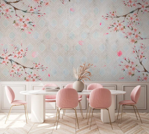 Pink circle on a white surface Wall murals Pink circle on a white surface