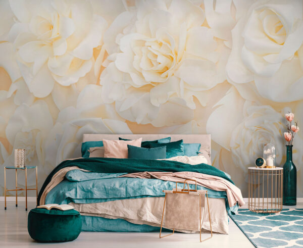 Soft petals in creamy white bloom Wall murals Soft petals in creamy white bloom