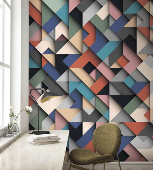 Multicolored pattern of squares Wall murals Multicolored pattern of squares