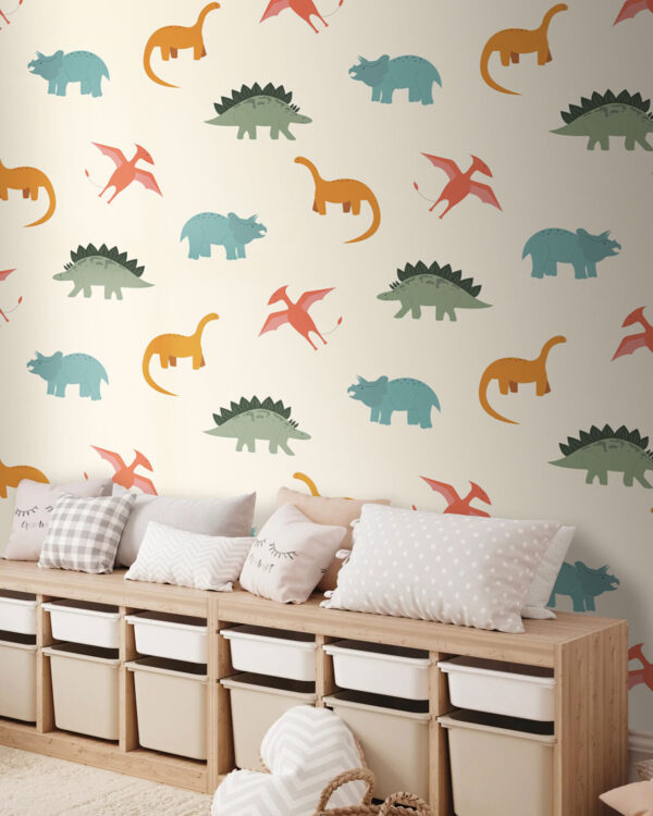 Pattern of cartoon dinosaurs Wall murals Pattern of cartoon dinosaurs
