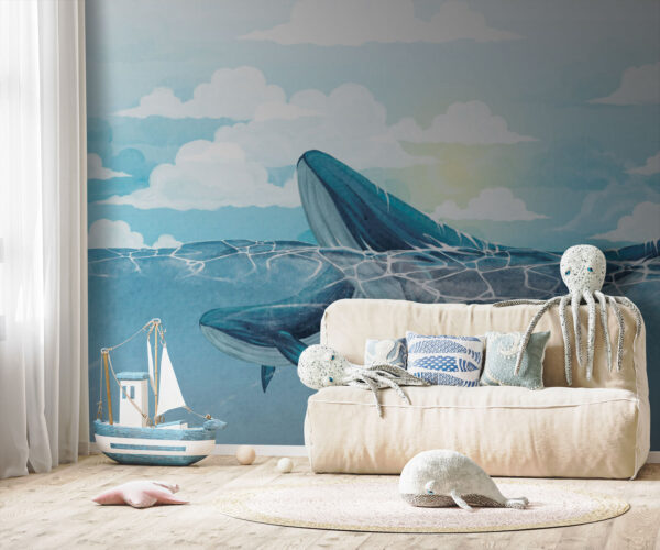 Whale swimming in the water Wall murals Whale swimming in the water