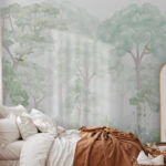 Wall murals Yellow bird on a white surface
