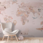 Wall murals Map of the world with animals
