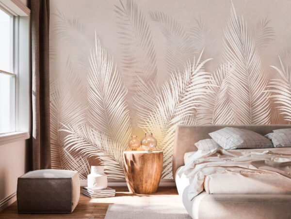 Elegant palm leaves on soft background Wall murals Elegant palm leaves on soft background