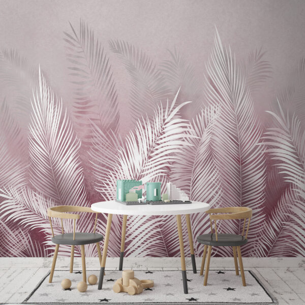 Wall murals Elegant pastel palm leaves pattern